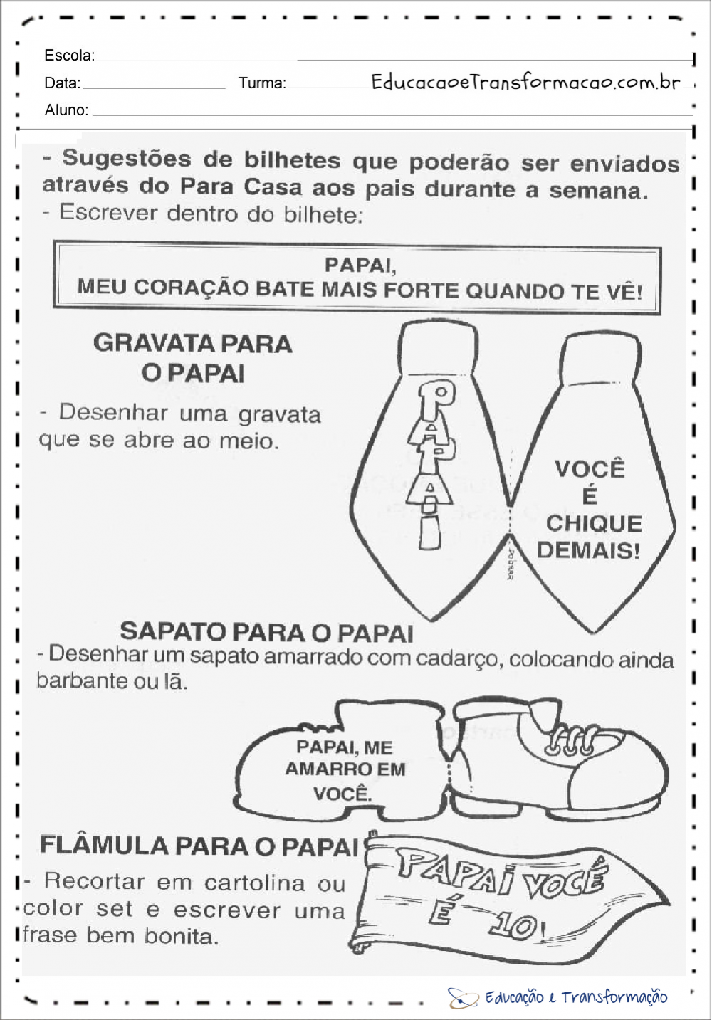 Atividade dia dos pais educação infantil