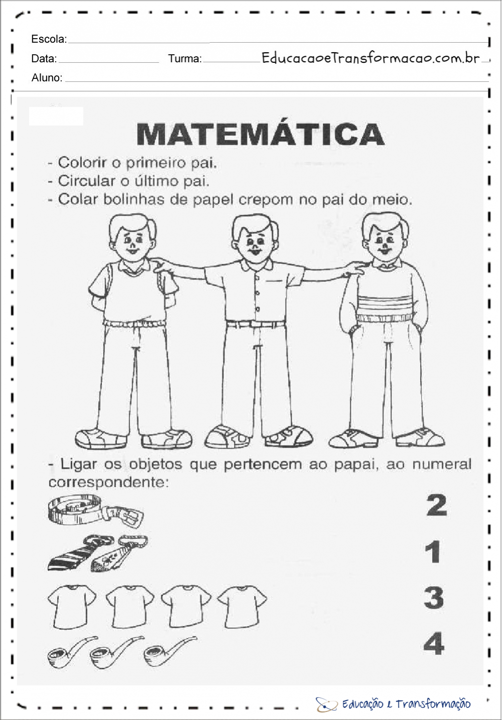 Atividade dia dos pais educação infantil