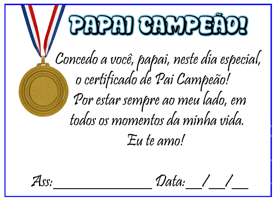 Atividades dia dos pais - Diploma para imprimir