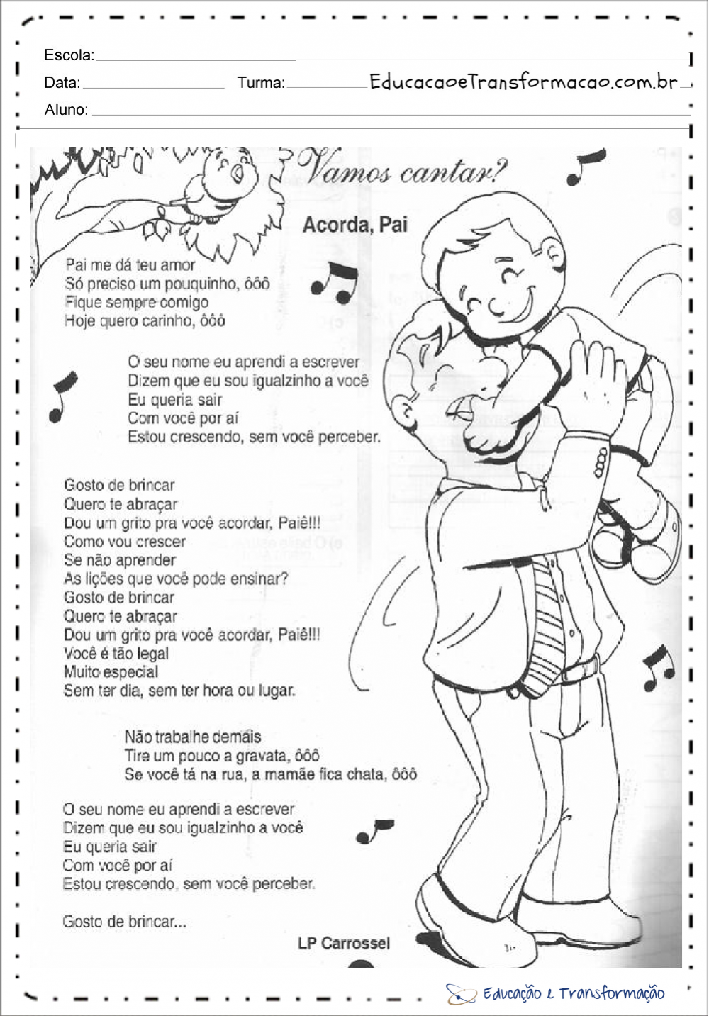 Musica dia dos pais para escola