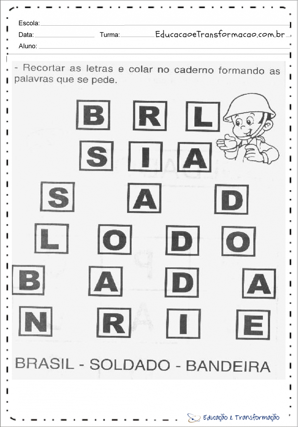 Atividade dia do soldado para imprimir