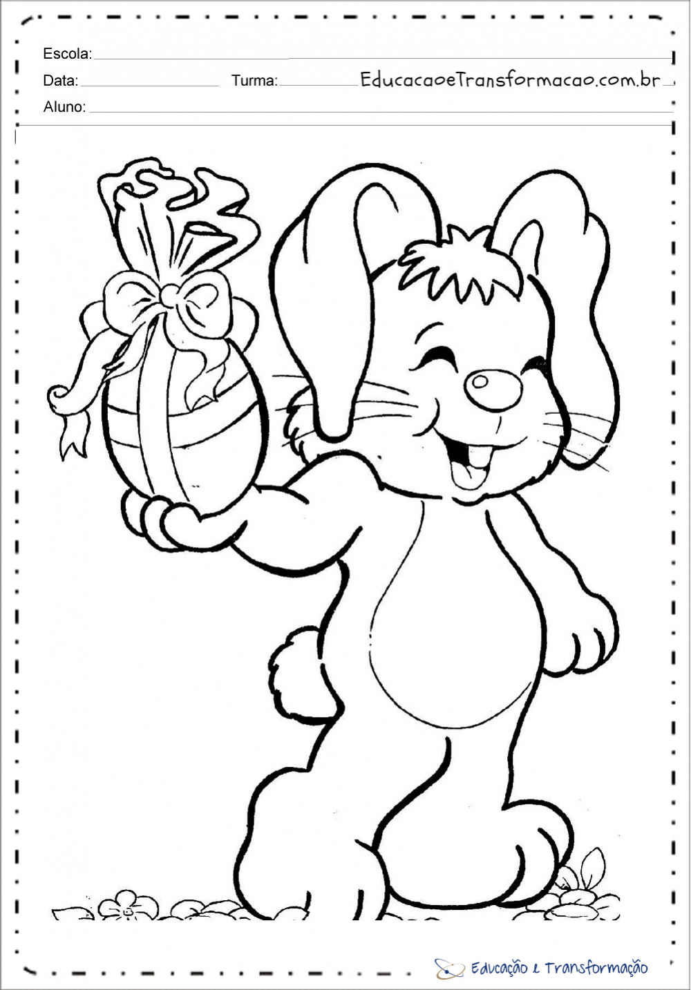 Desenho de coelho da Páscoa para imprimir