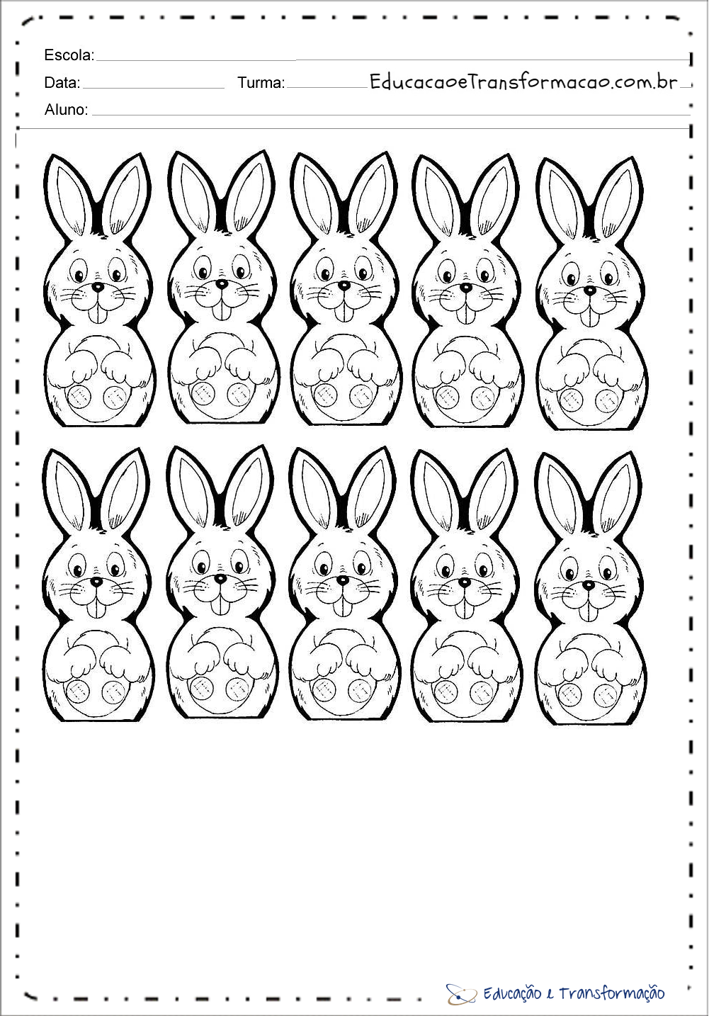 Desenho de coelho para colorir e imprimir - Moldes de Coelhos