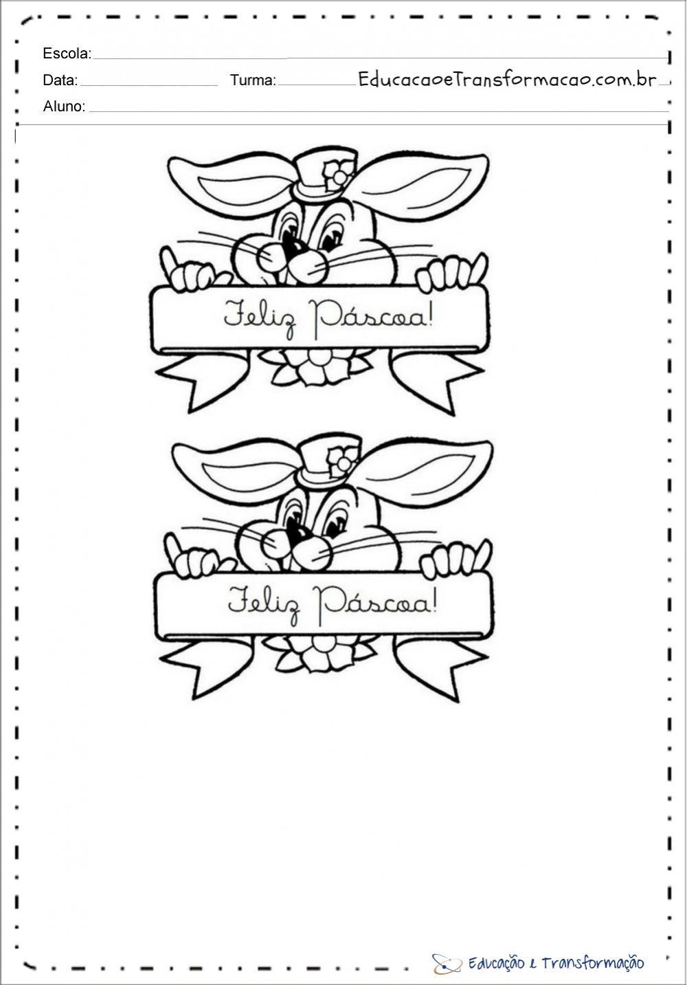 Desenho de coelho da Páscoa para imprimir
