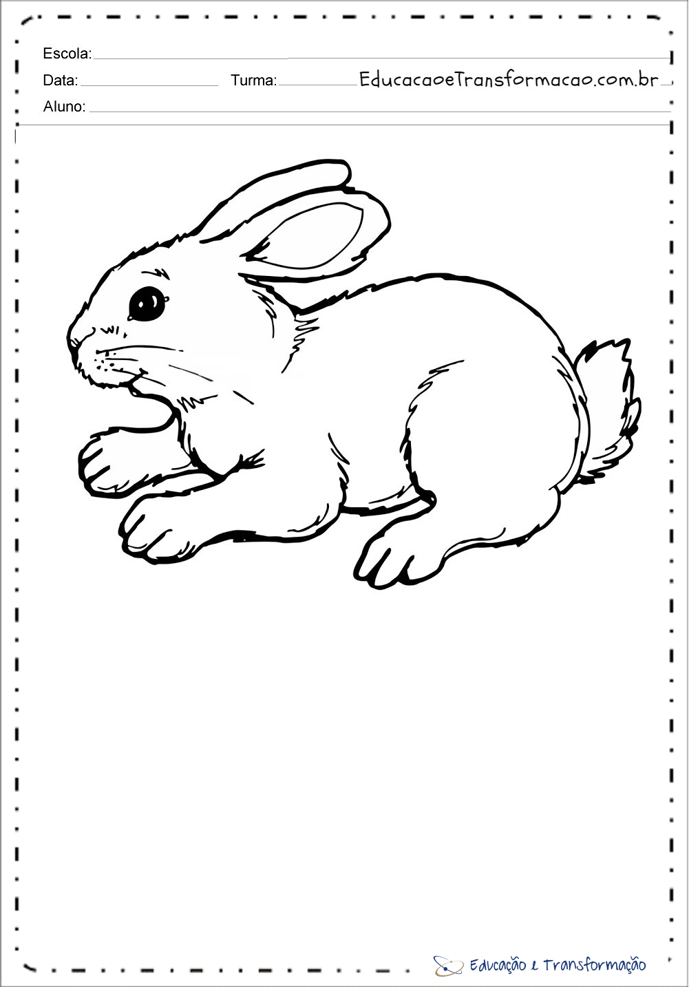 Desenho de coelho para colorir e imprimir - Moldes de Coelhos