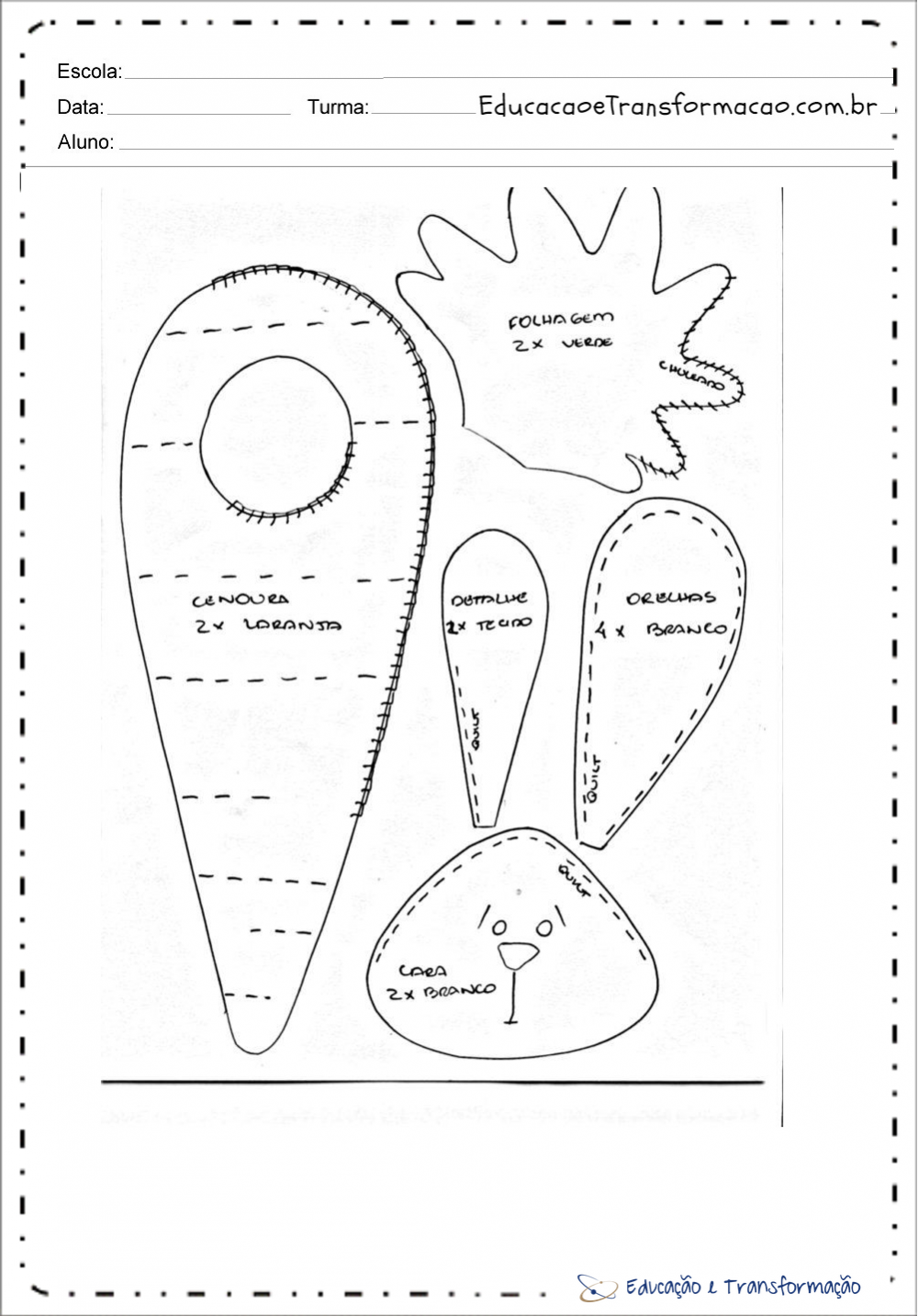 Desenho de coelho para lembrancinhas