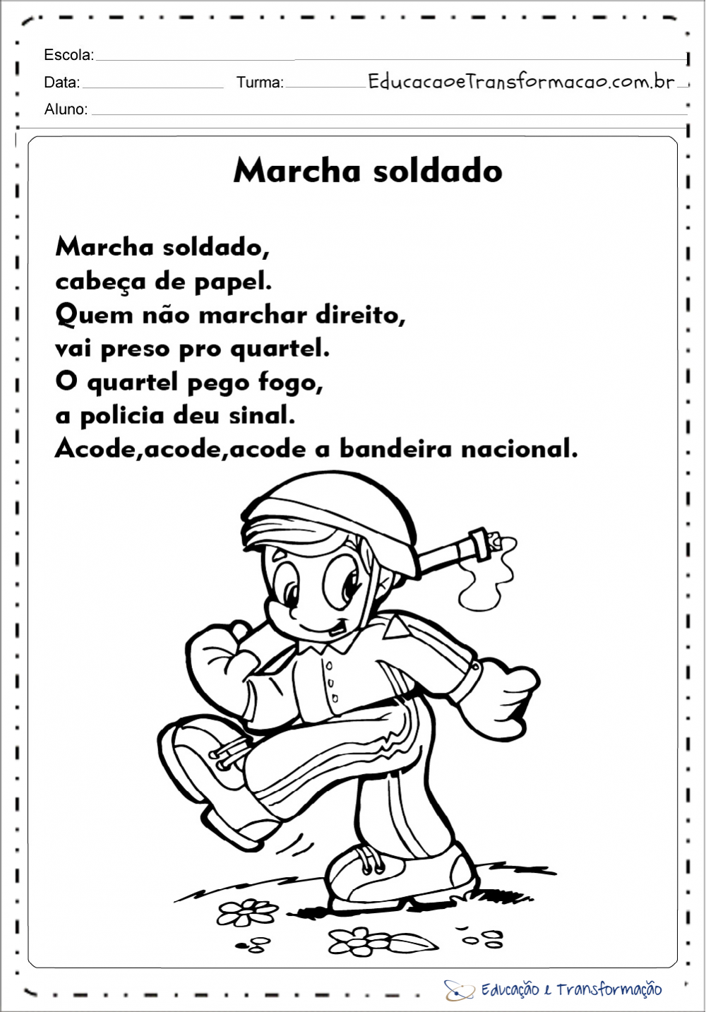 Atividade dia do soldado- Música Marcha Soldado