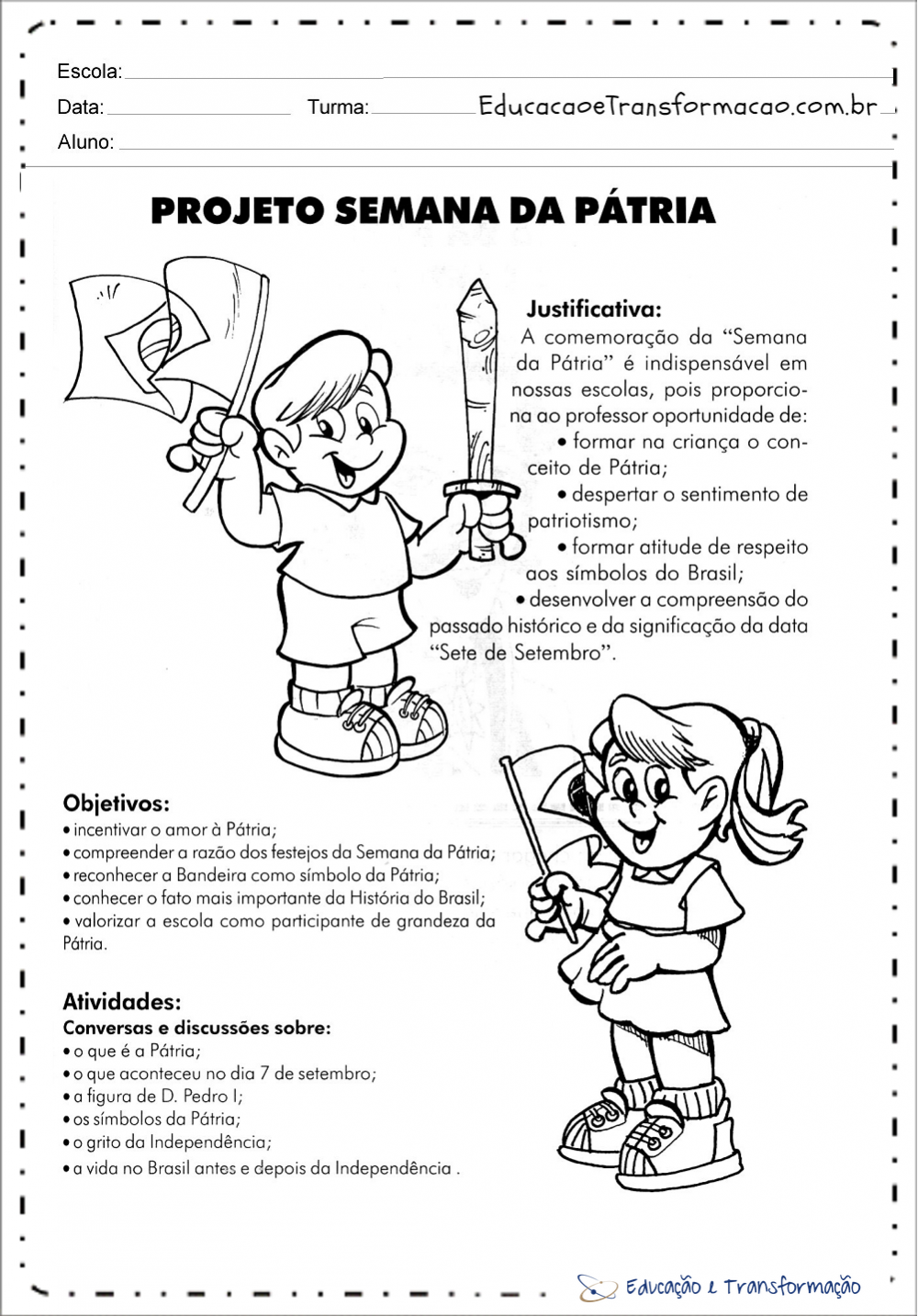 Projeto semana da pátria para imprimir