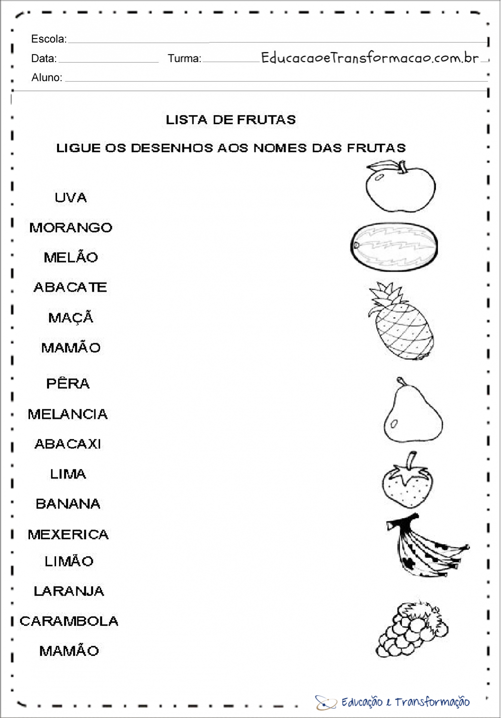 Atividades de leitura para imprimir