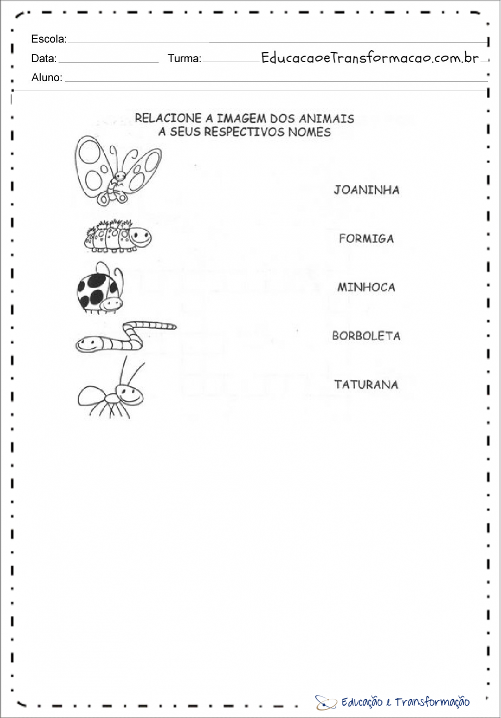 Atividades de leitura para imprimir