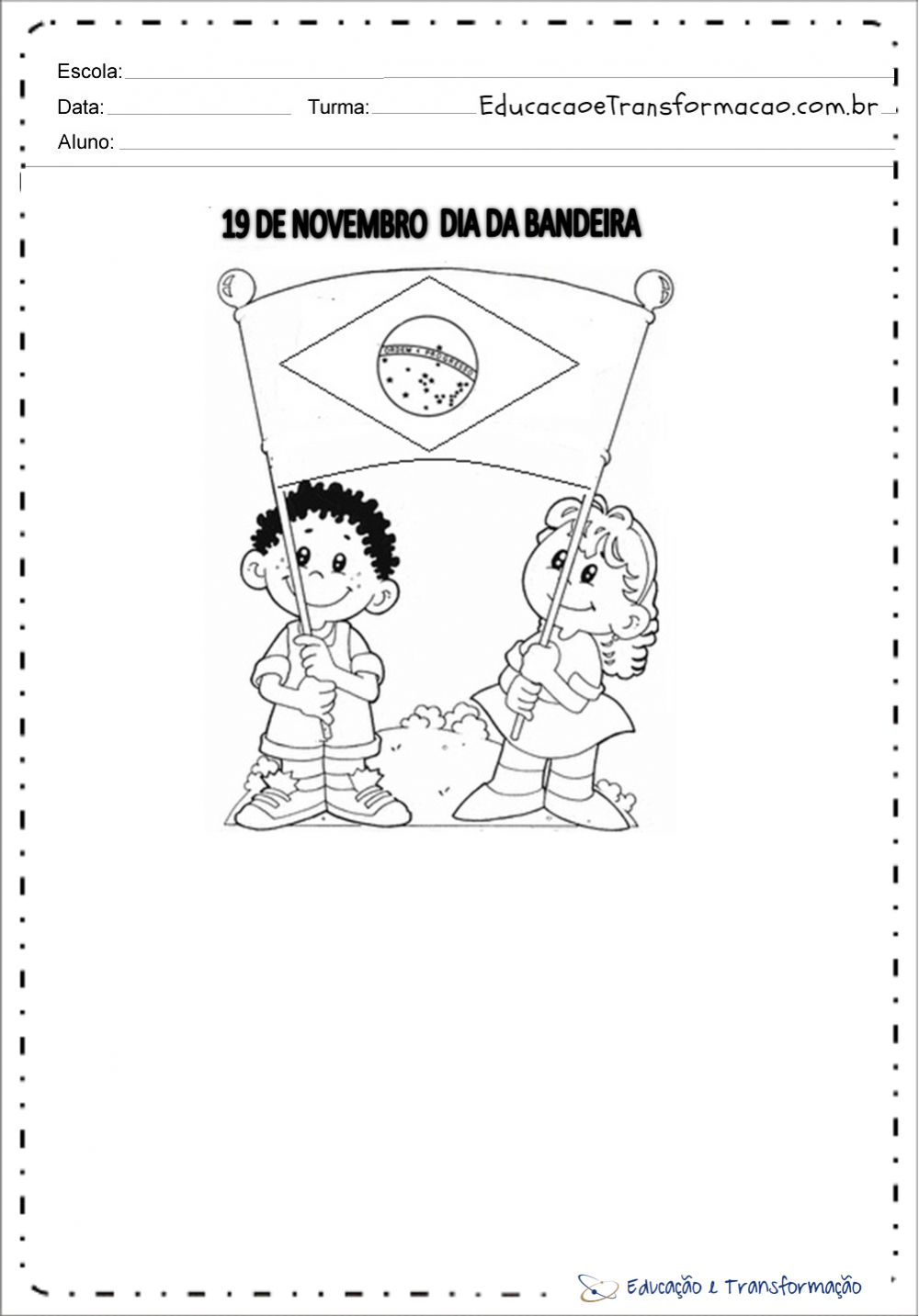 Desenho da Bandeira do Brasil ilustrada para imprimir