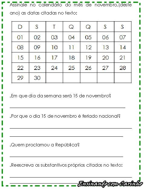 Atividades Proclamação da República 3 ano