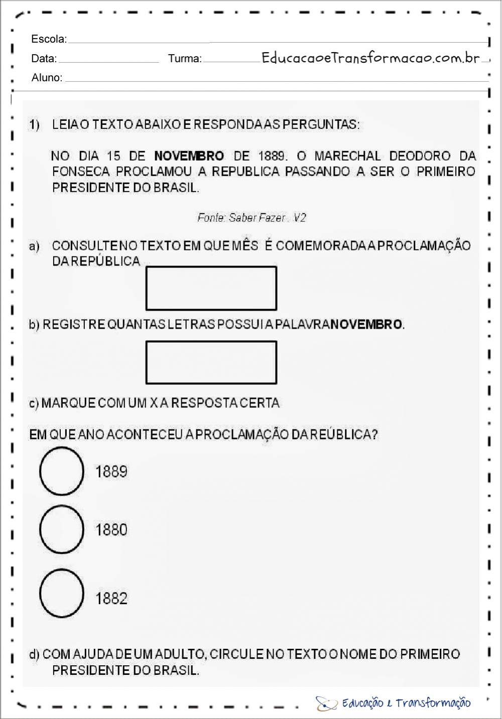 Atividades Proclamação da República