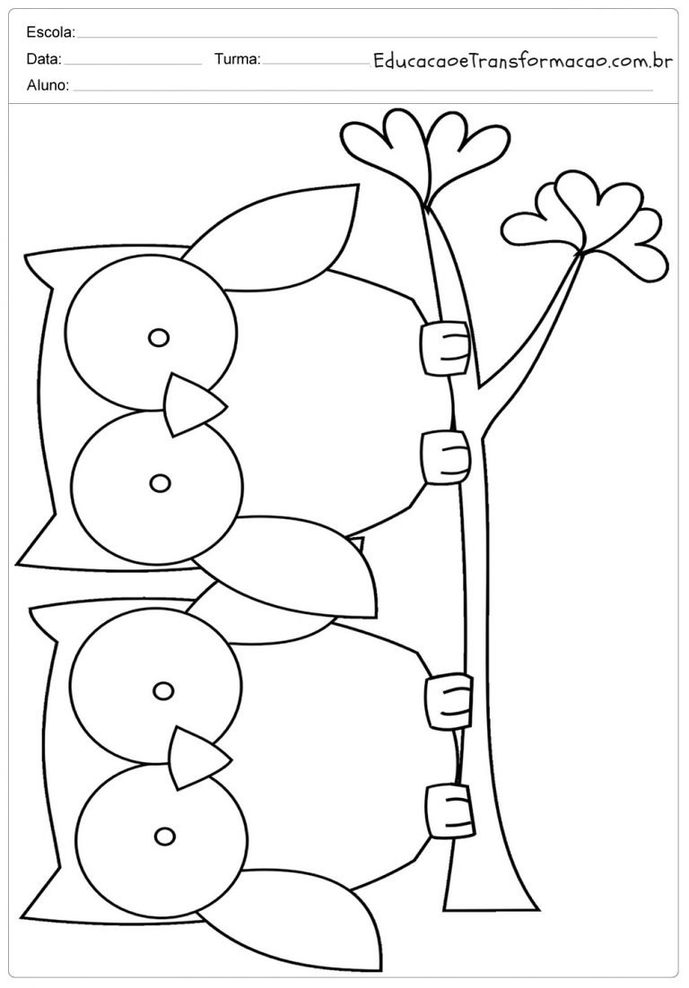 Desenho de coruja para colorir e imprimir - Moldes de Corujas