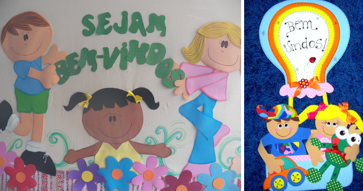 Painel de bem vindos para escola