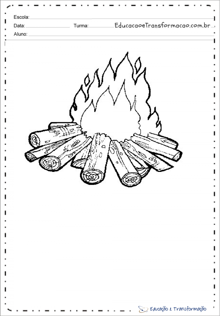 Desenhos de fogueira para colorir e imprimir