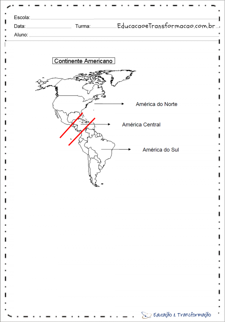 Mapa do continente americano