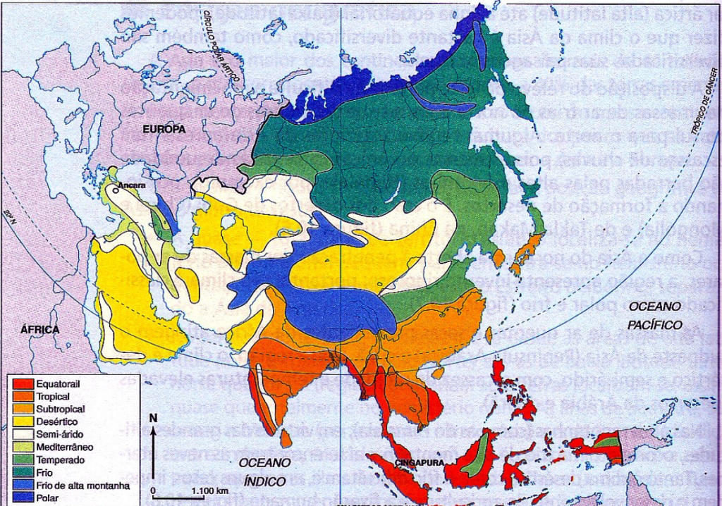 Mapa da Ásia - Climas