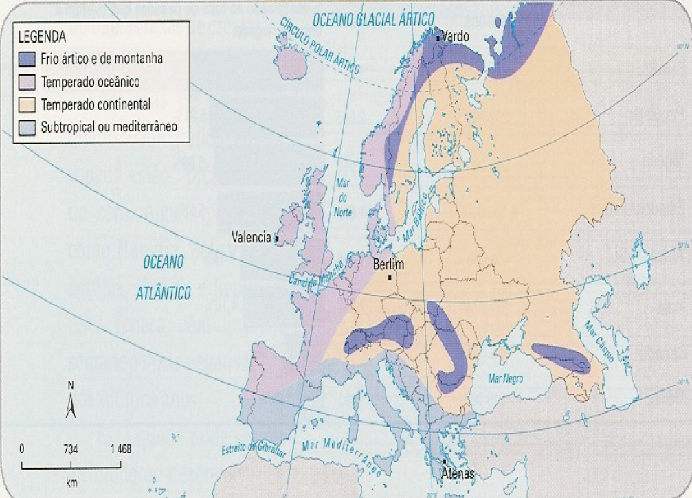 Mapa da Europa - Clima