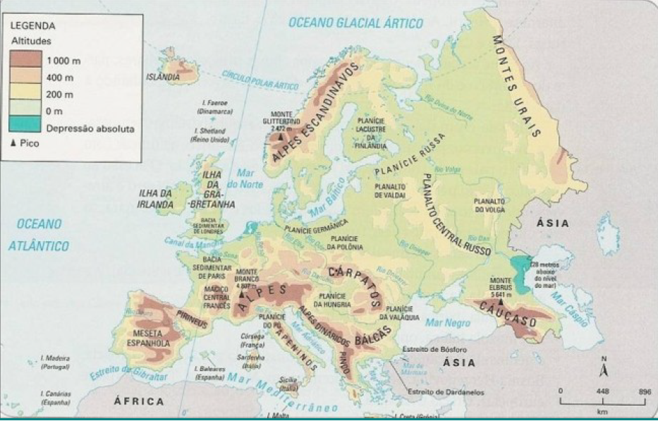 Mapa da Europa - Físico