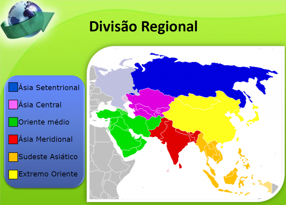 Mapa da Ásia - Divisão Regional