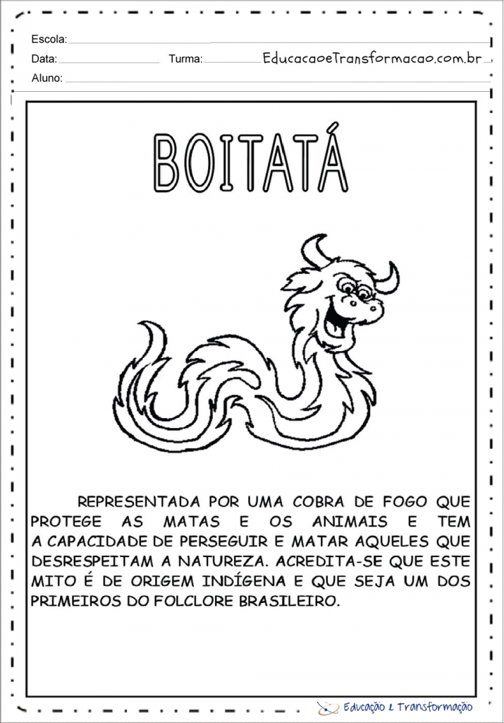 Lenda do Boitatá para imprimir