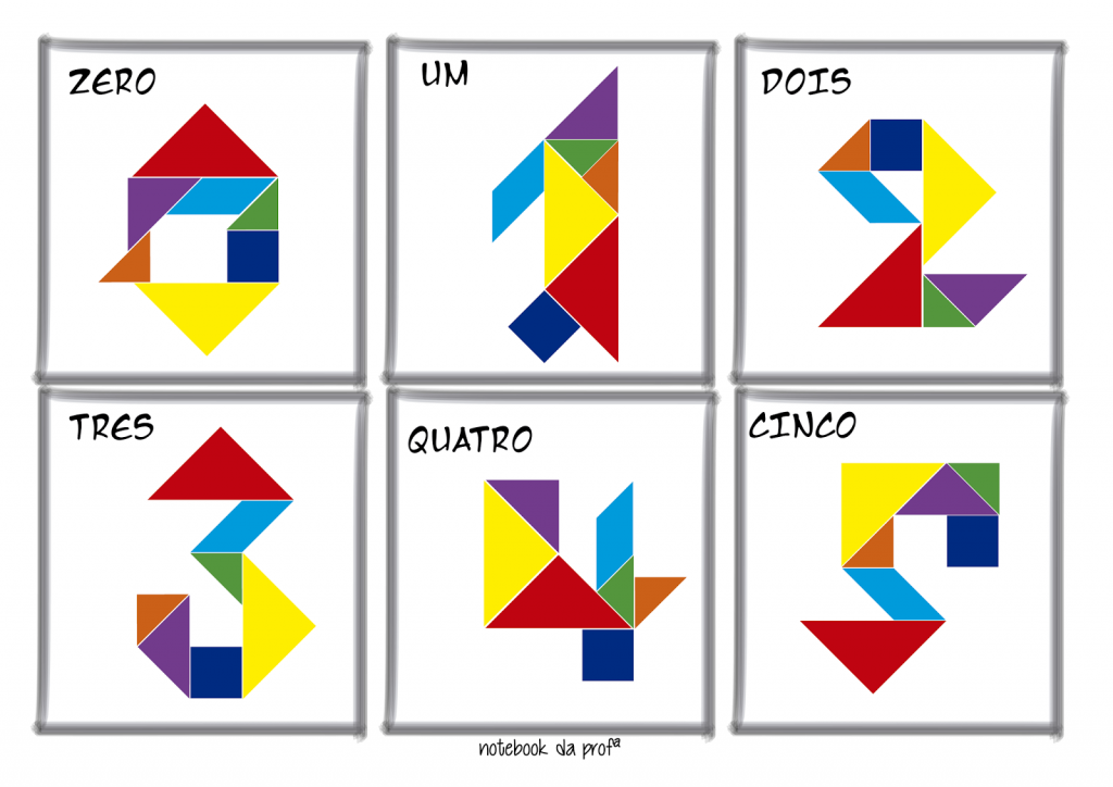 Números de 0 a 5 com tangram para imprimir