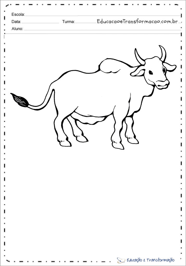 Desenhos de Animais da Fazenda - Boi ou Vaca para colorir