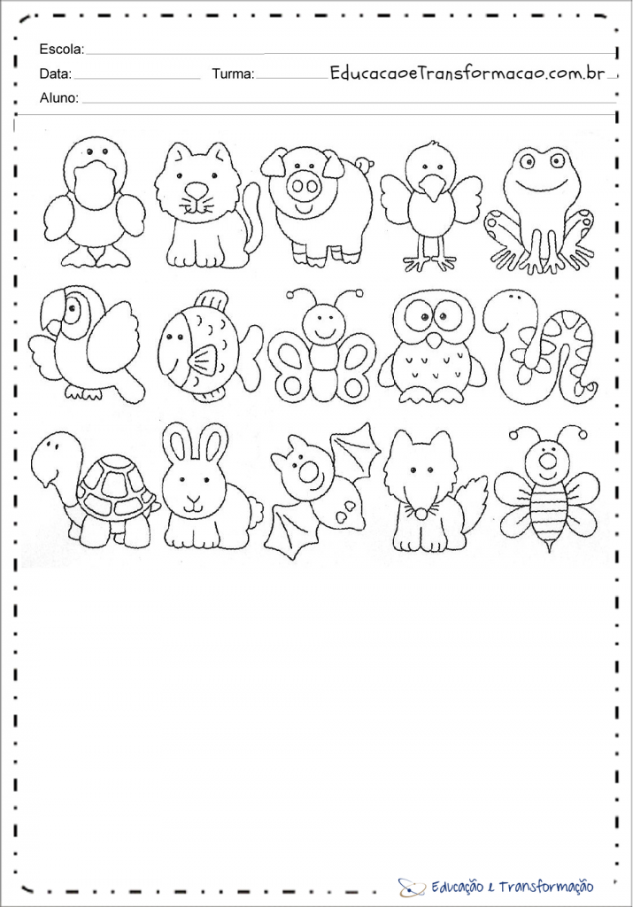 Desenho de animais para colorir e imprimir