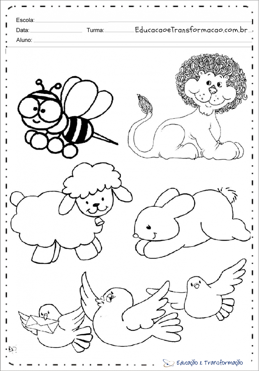 Desenho de animais para colorir e imprimir – Educação e Transformação