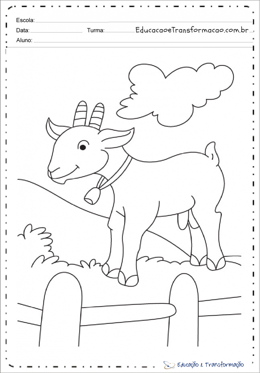 Desenhos de Animais da Fazenda - Cabra para colorir