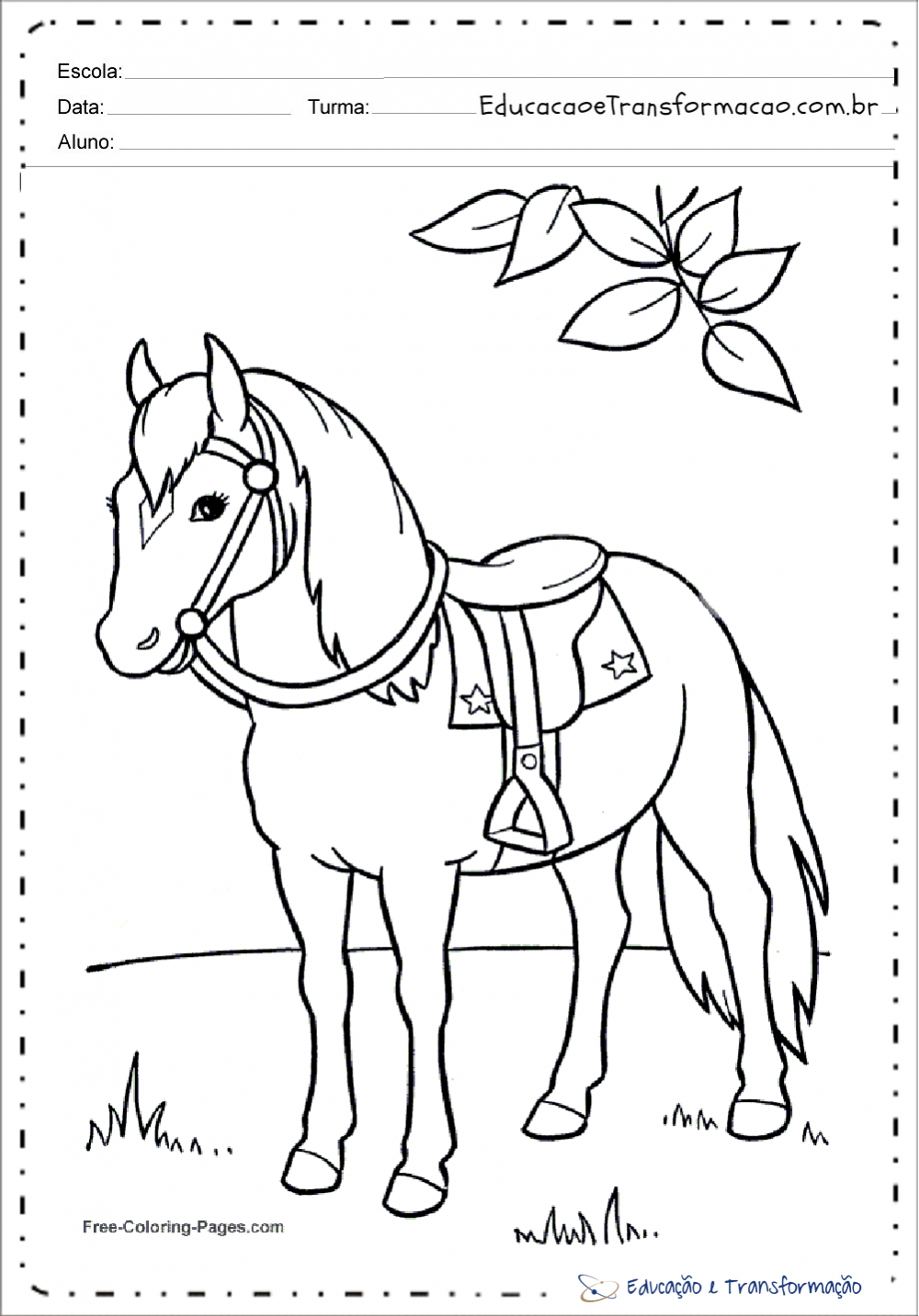 Desenhos de Animais da Fazenda - Cavalos para colorir