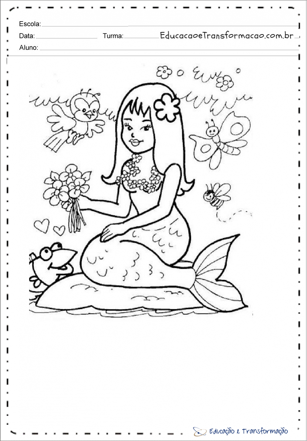 Desenhos da Iara para colorir e imprimir - Sereia Iara para pintar