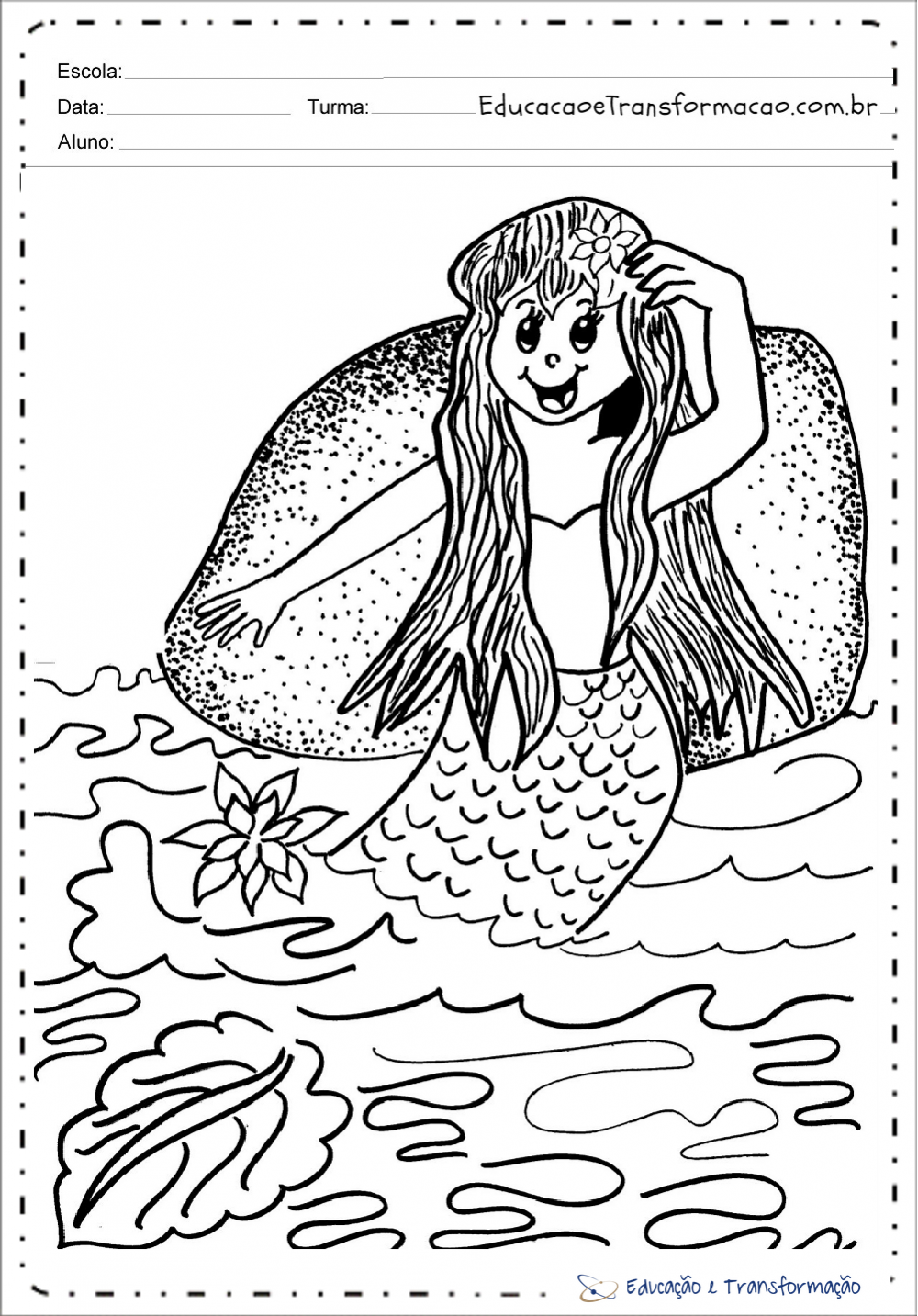 Desenhos da Iara para colorir e imprimir - Sereia Iara para pintar