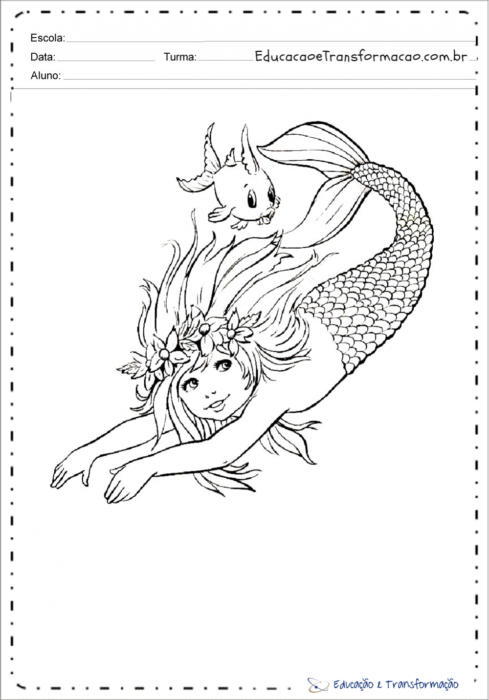 Desenhos da Sereia Iara para colorir e imprimir