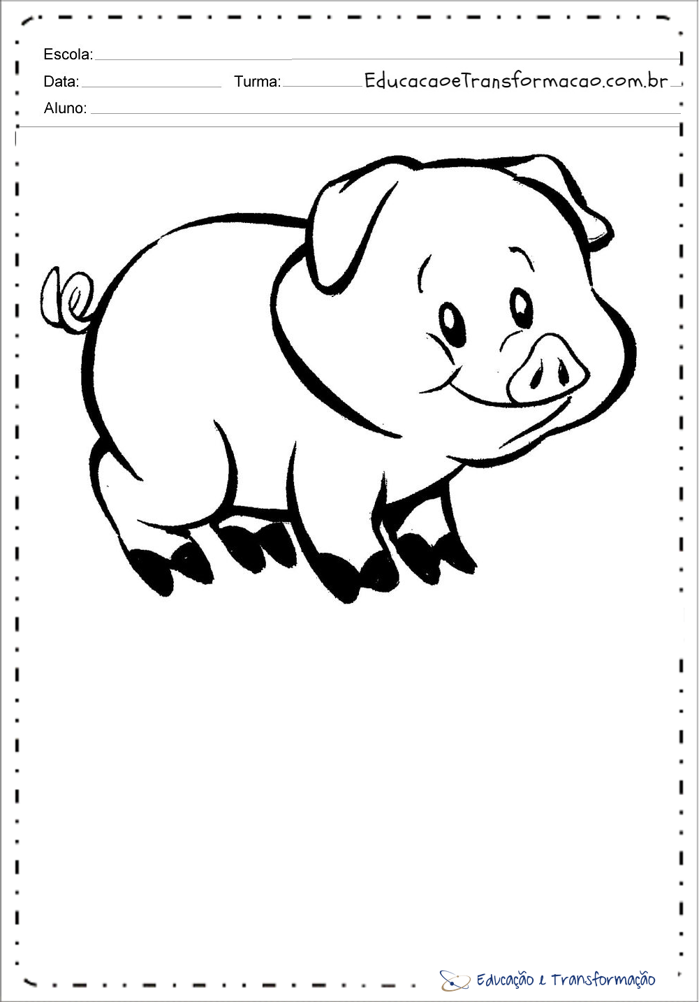 Desenhos de Porco para colorir e imprimir Educação e Transformação