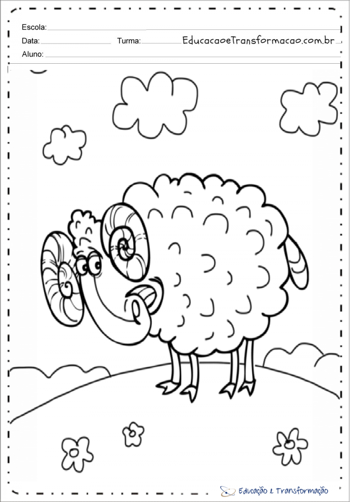 Desenhos de Animais da Fazenda - Ovelha para colorir