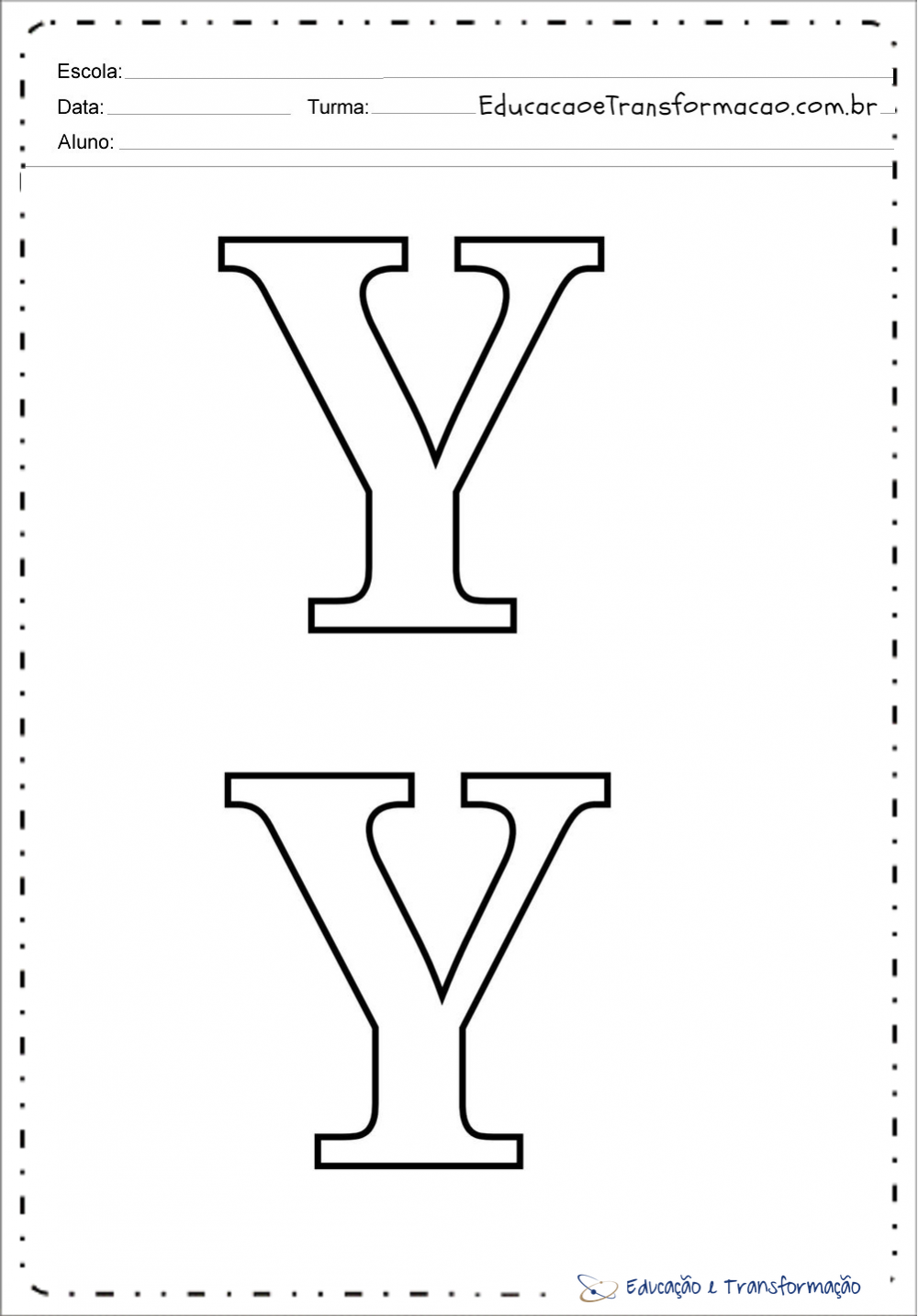 Letra Y para imprimir e colorir