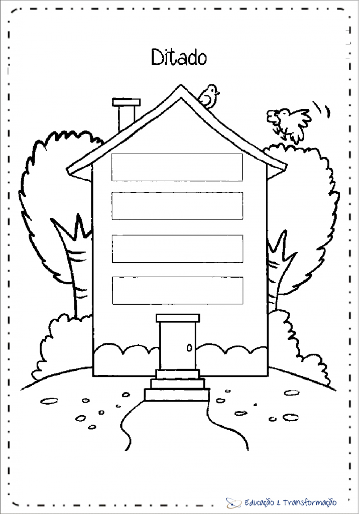 Modelo de folha para ditados de palavras para imprimir