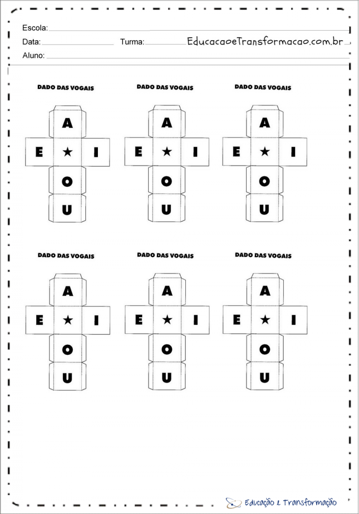 Molde de dado das vogais