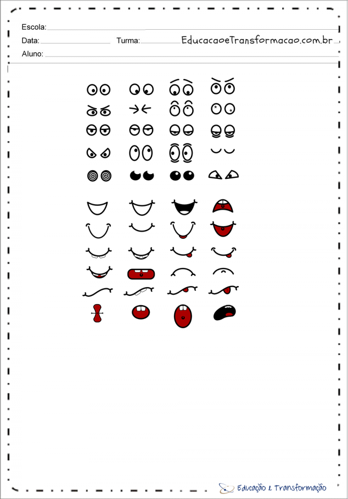 Moldes de Olhos e bocas para imprimir