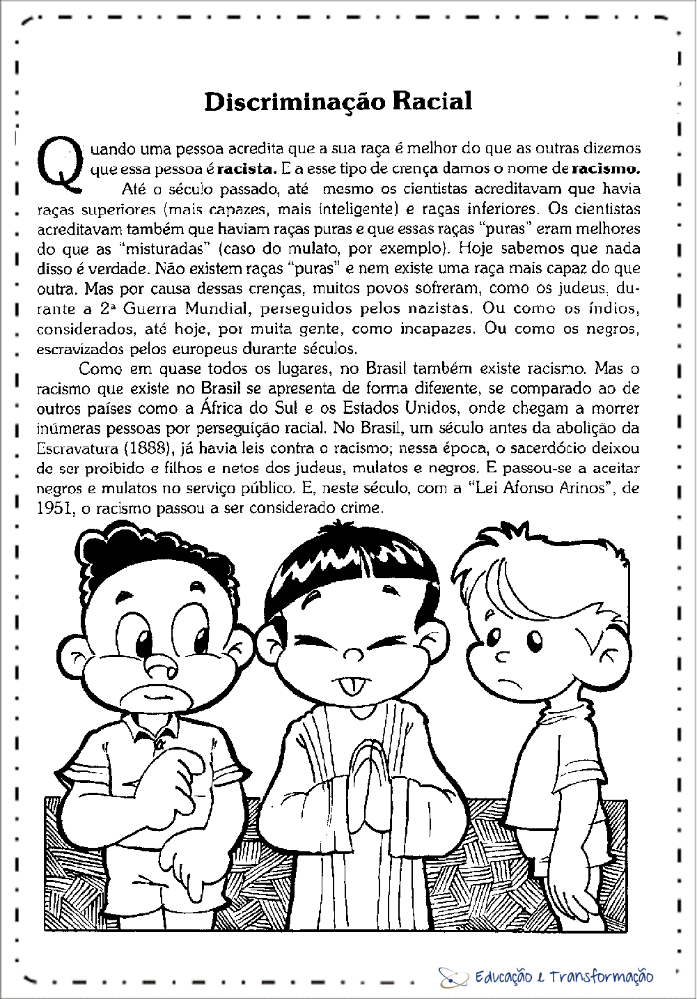 Racismo no Brasil - Discriminação racial para imprimir