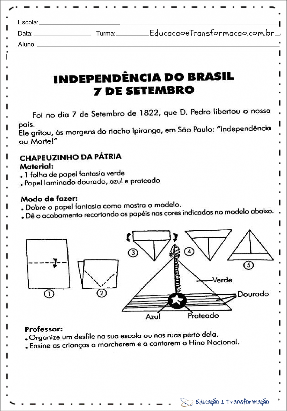 Atividades semana da pátria educação infantil -