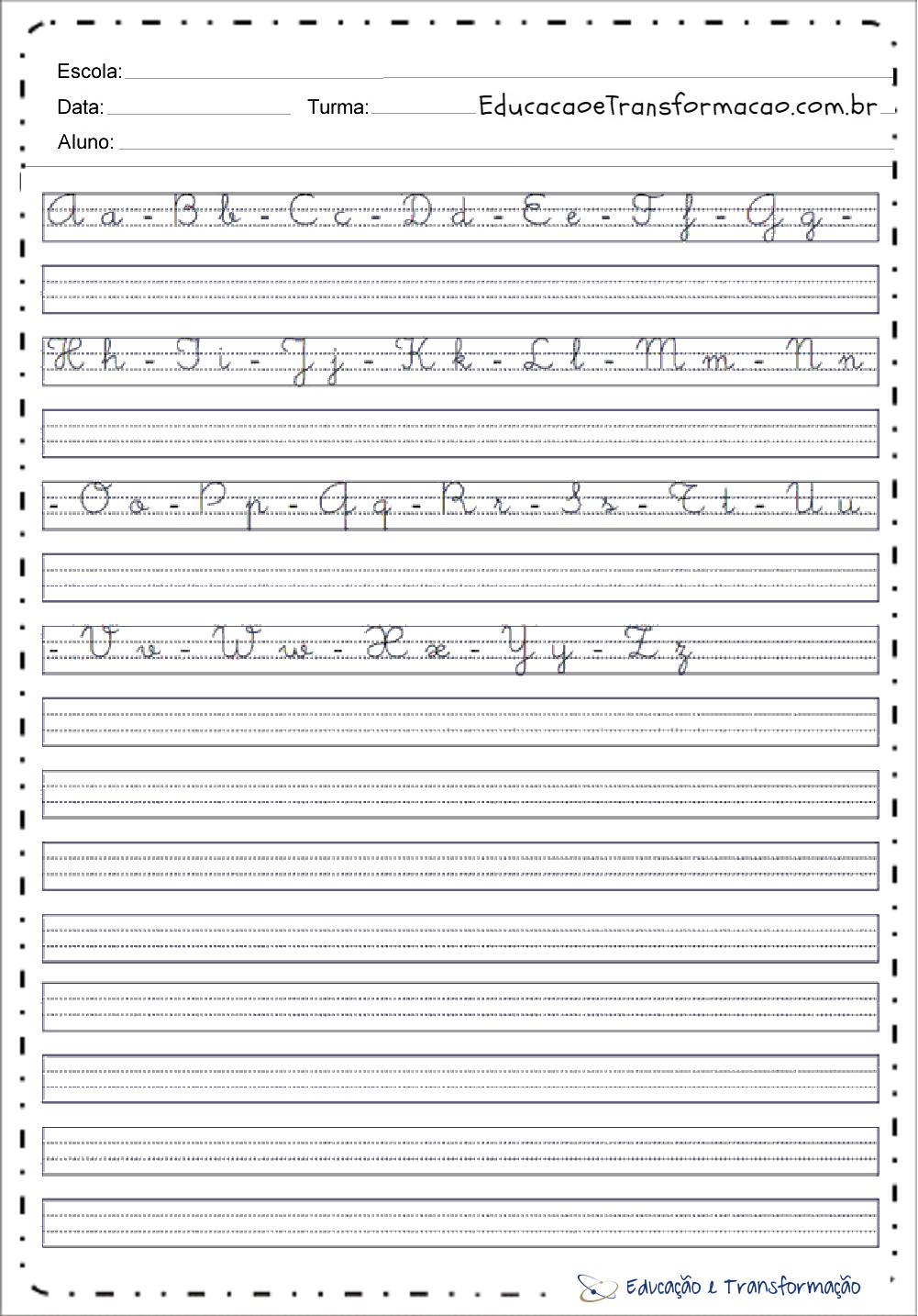 Caderno De Caligrafia Pontilhado Para Imprimir Aprender 7cc