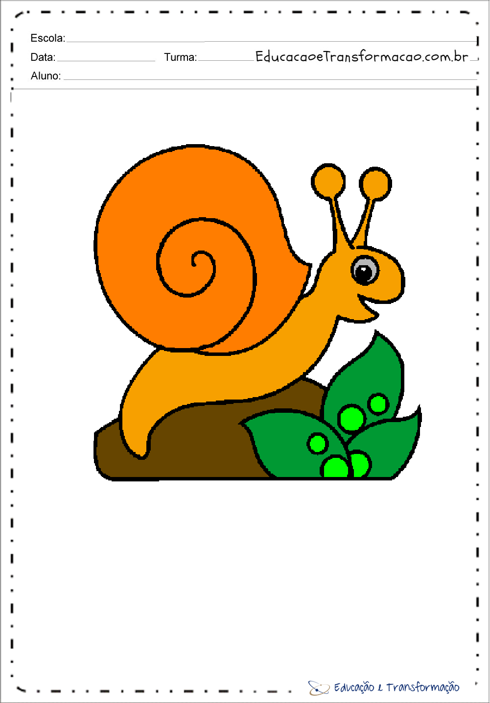 Desenhos coloridos de caracol para imprimir – Educação e Transformação