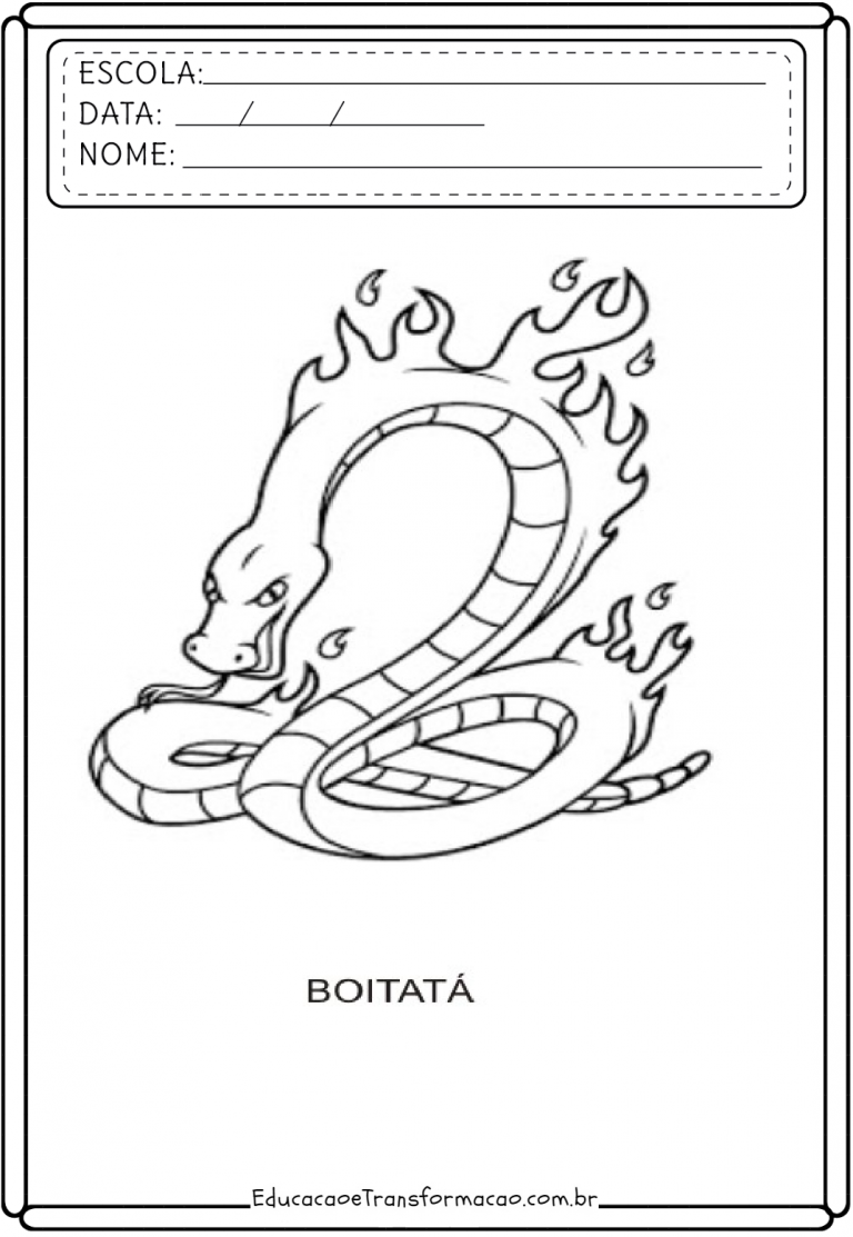 Desenhos do Boitatá para colorir e imprimir - Folclore Brasileiro