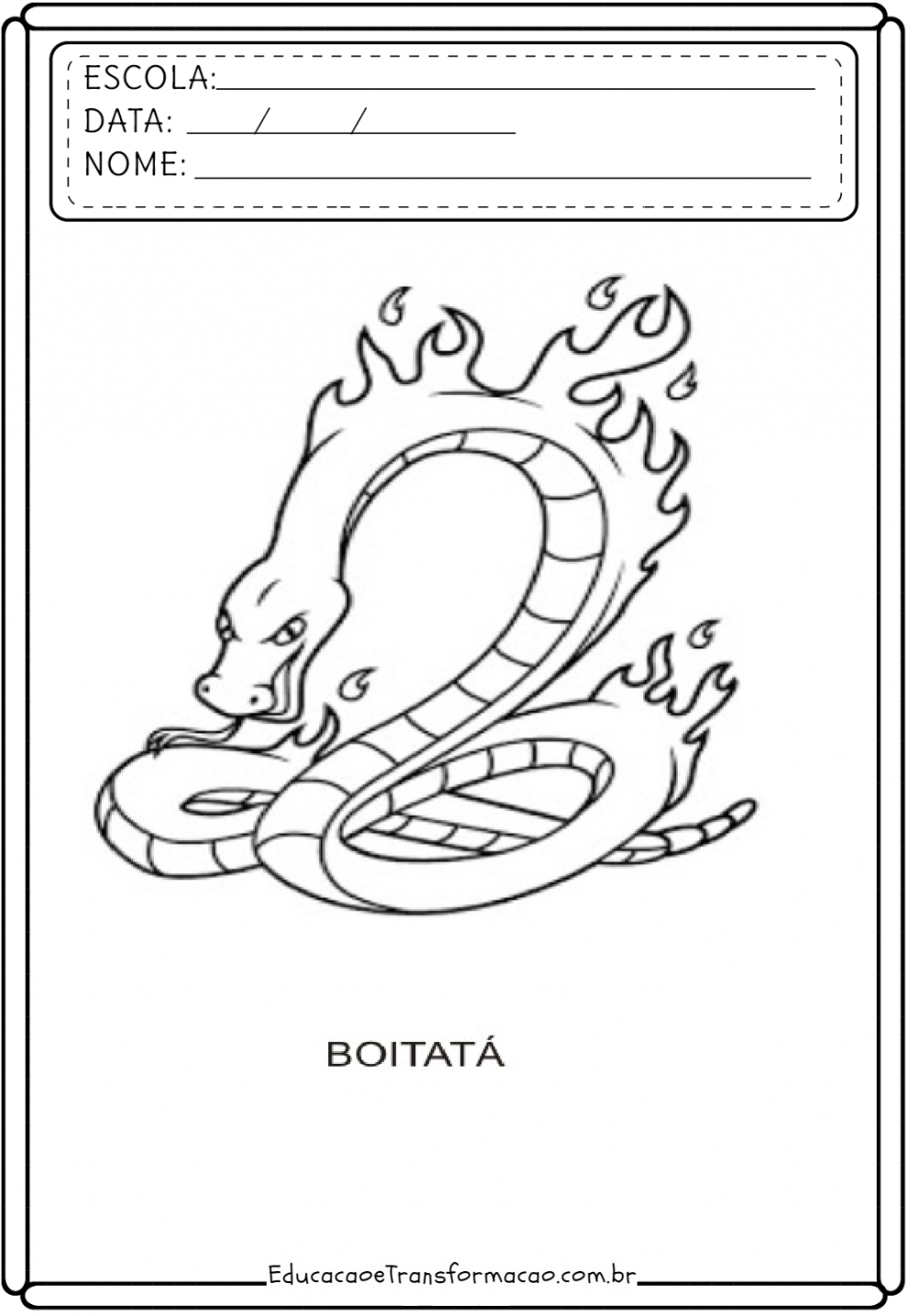 Desenhos do Boitatá para colorir e imprimir