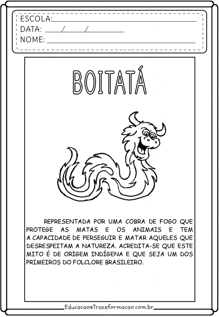 Desenhos do Boitatá para colorir e imprimir