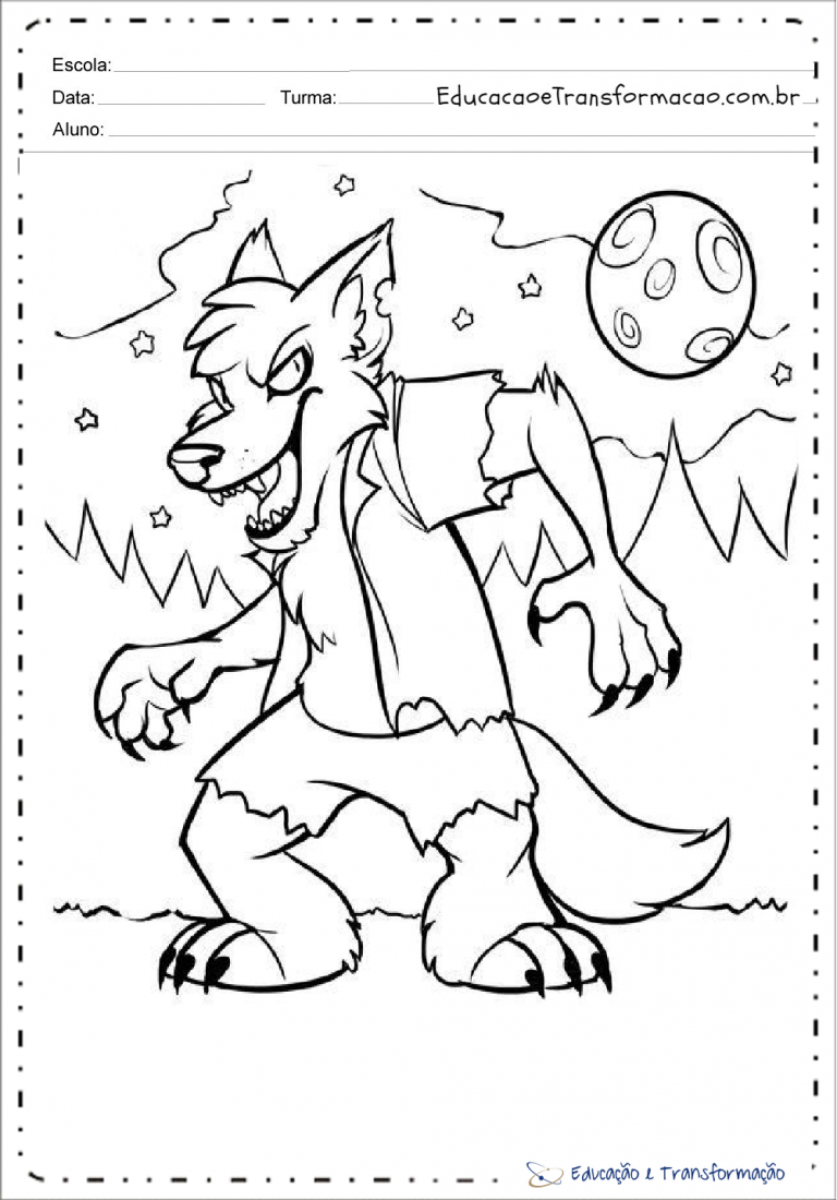 Desenhos de Lobisomem para colorir e imprimir – Educação e Transformação