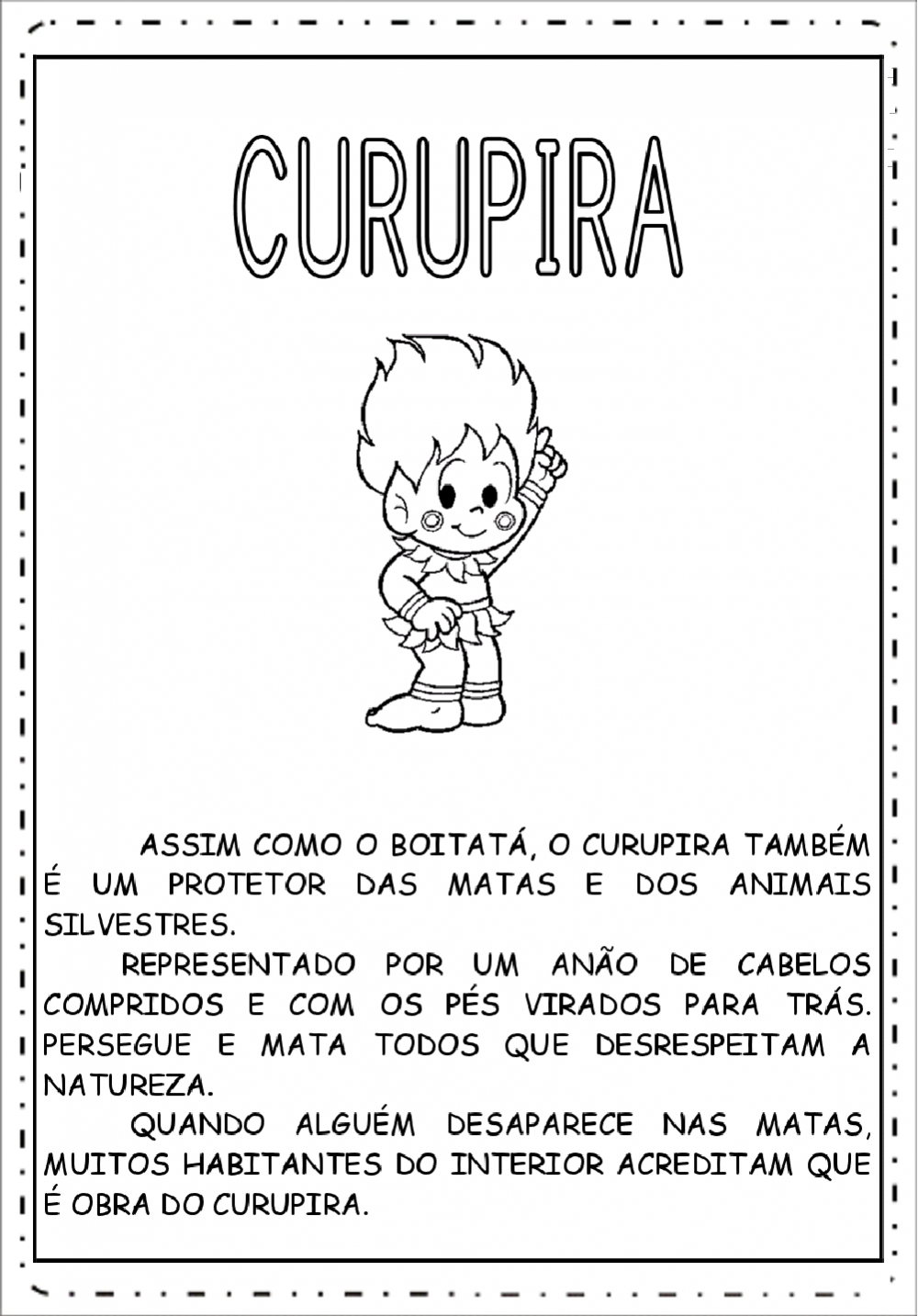 Texto sobre a Lenda do Curupira para imprimir